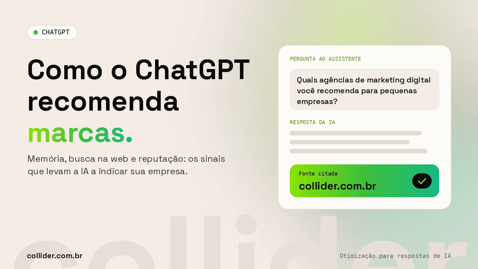 Como o ChatGPT recomenda marcas: assistente de IA indicando agências e citando a Collider